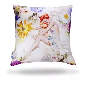 Etrea Хлопковая декоративная подушка Vintage Woman 40 x 40 см — Декоративный чехол для подушки без наполнителя — Стандартный чехол для подушки Oekotex для дивана Гостиная Спальня — Печать с обеих сторон и молния Etrea Himmlische Qualitt