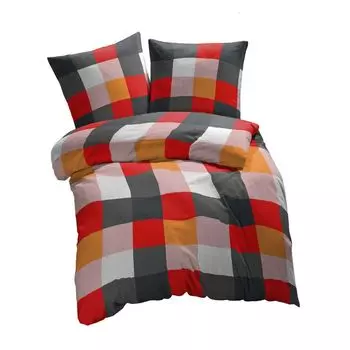ETREA Комплект постельного белья из 4 предметов в клетку - 100% ХЛОПОК - 2x пододеяльник 135х200см + 2x наволочка 80х80см - постельное белье 135х200см разноцветное из 4 предметов - натурально мягкое - Etrea Himmlische Qualitt
