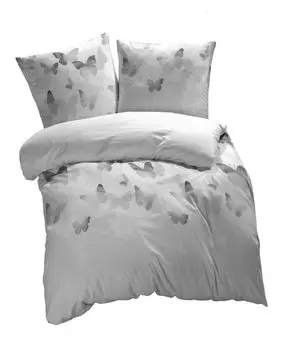 Etrea Mako сатиновое хлопковое постельное белье Lilu бабочки 80x80 одинарная подушка - с молнией - согласно Oekotex 100 - наволочка - 80 x 80 см - серый Etrea Himmlische Qualitt