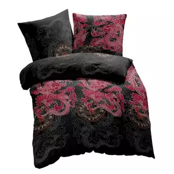 ETREA постельное белье из микрофибры 140х200см + 70х90см - всесезонное постельное белье пододеяльник дракон - комплект постельного белья с подушкой 140х200см пододеяльник + 70х90см наволочка микрофибра - OEKOTEX - черный Etrea Himmlische Quali...