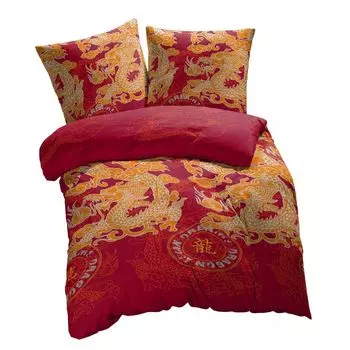 ETREA постельное белье из микрофибры 155х220см + 80х80см - всесезонное постельное белье пододеяльник дракон - комплект постельного белья с подушкой 155х220см пододеяльник + 80х80см наволочка микрофибра - - красный Etrea Himmlische Qualitt