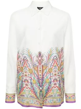 ETRO атласная рубашка с абстрактным принтом, белый