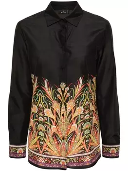 ETRO атласная рубашка с абстрактным принтом, черный