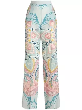ETRO атласные брюки с принтом пейсли, синий
