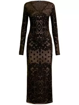 ETRO бархатное платье с принтом пейсли, черный