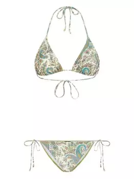 ETRO бикини с вырезом халтер и принтом пейсли, зеленый