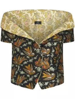 ETRO блузка с открытыми плечами и принтом, черный