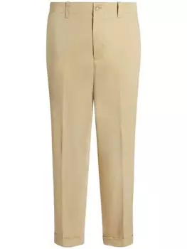 ETRO брюки чинос с вышитым логотипом, нейтральный цвет