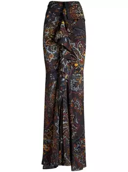 ETRO длинная юбка из эластичного соболя с узором пейсли, черный