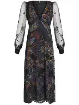 ETRO длинное платье из крепдешина, черный