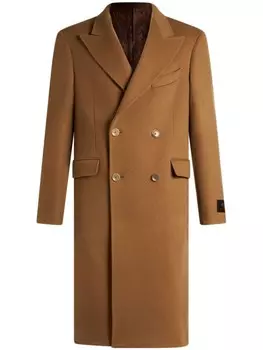 ETRO двубортное кашемировое пальто, коричневый