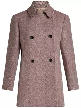 ETRO двубортное пальто с узором в елочку, красный