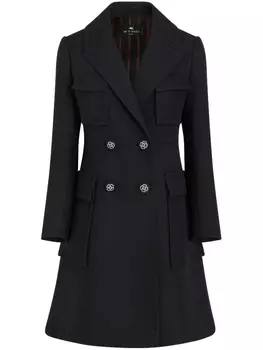 ETRO двубортное шерстяное пальто, черный