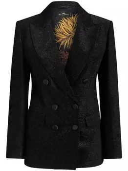 ETRO двубортный блейзер с блестками, черный