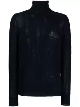 ETRO джемпер фактурной вязки с высоким воротником, синий