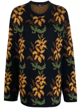 ETRO джемпер из вирджинской шерсти с цветочным принтом, синий