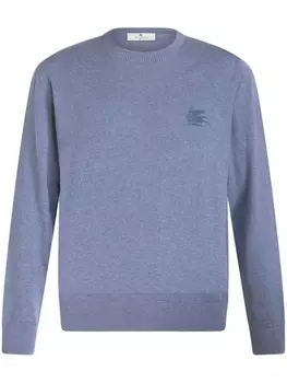 ETRO джемпер тонкой вязки с вышивкой Pegaso, синий