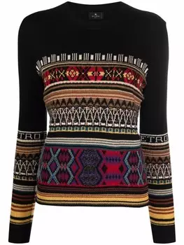 ETRO джемпер вязки интарсия с узором, черный