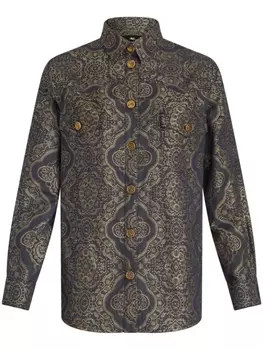 ETRO джинсовая рубашка с жаккардовым узором, серый