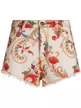 ETRO джинсовые шорты с принтом пейсли, белый