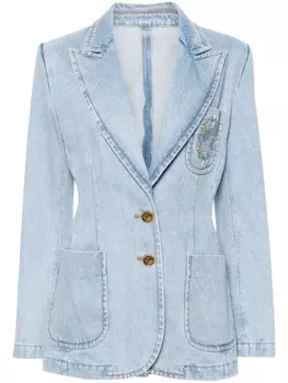 ETRO джинсовый блейзер с вышивкой Pegaso, синий
