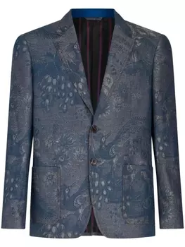 ETRO джинсовый пиджак с узором, синий