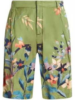 ETRO floral-print deck shorts, зеленый