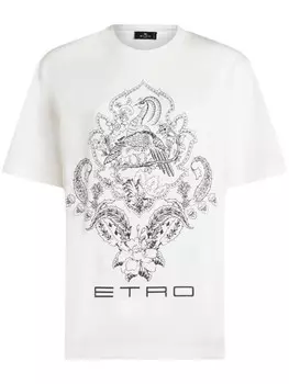 ETRO футболка из хлопка с графическим принтом, белый