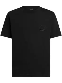 ETRO футболка из хлопка с вышитым логотипом, черный