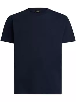 ETRO футболка из хлопка с вышитым логотипом, синий