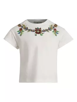 Etro футболка с цветочной вышивкой, белый
