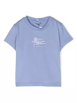 Etro футболка с вышивкой Pegaso, синий