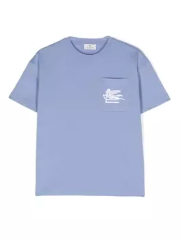 Etro футболка с вышивкой Pegaso, синий