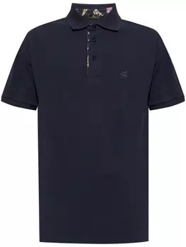 ETRO хлопковая рубашка-поло с вышитым логотипом, синий