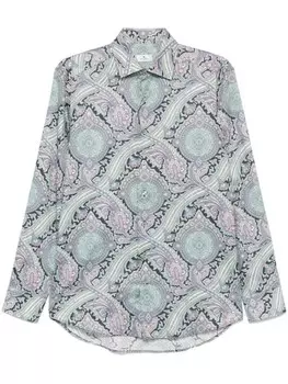 ETRO хлопковая рубашка с узором пейсли, синий