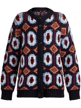 ETRO кардиган из вирджинской шерсти с жаккардовым узором, коричневый