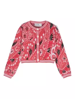 Etro кардиган вязки интарсия с цветочным узором, розовый