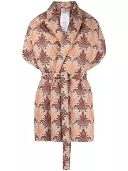 ETRO кейп с поясом и графичным принтом, красный
