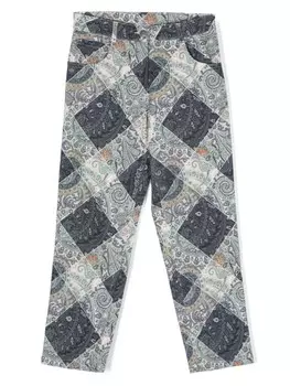 ETRO KIDS брюки с комбинированным принтом, синий