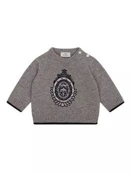 ETRO KIDS джемпер с вышивкой Coat of Arms, серый