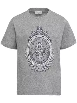 ETRO KIDS футболка с принтом Coat of Arms, серый