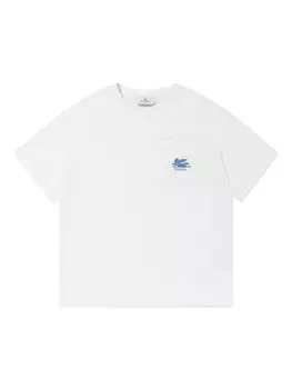 ETRO KIDS футболка с вышитым логотипом, белый