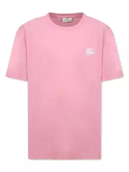 ETRO KIDS футболка с вышитым логотипом, розовый