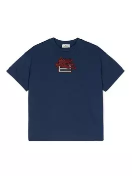 ETRO KIDS футболка с вышивкой Pegaso, синий