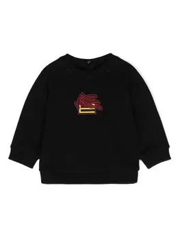 ETRO KIDS хлопковая толстовка с вышитым логотипом, синий