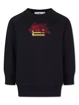 ETRO KIDS хлопковая толстовка с вышитым логотипом, синий