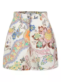 ETRO KIDS хлопковые шорты с принтом пейсли, нейтральный