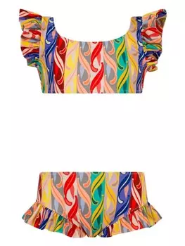 ETRO KIDS комплект бикини с волнистым принтом, красный