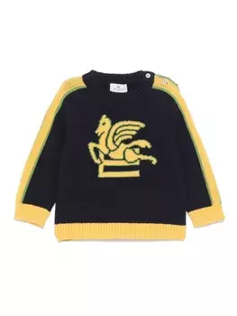 ETRO KIDS Pegaso-жаккардовый свитер, черный/желтый