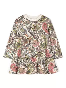 ETRO KIDS платье с узором пейсли, нейтральный цвет